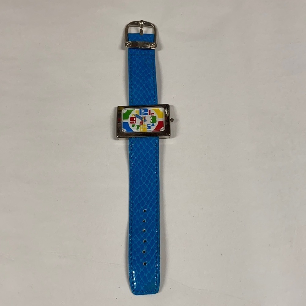 Calinda Vintage Pop Art Teacher Watch Leather Blue